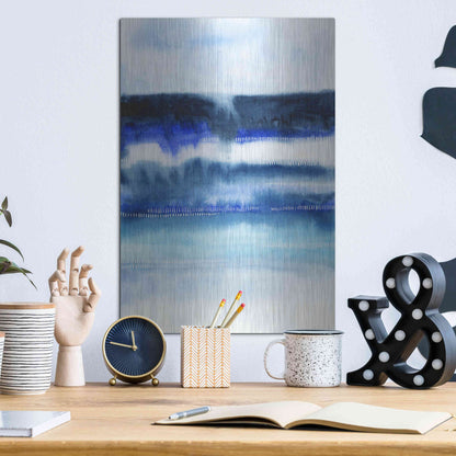 Luxe Metal Art 'Shorebreak Abstract I' by Grace Popp, Metal Wall Art,12x16