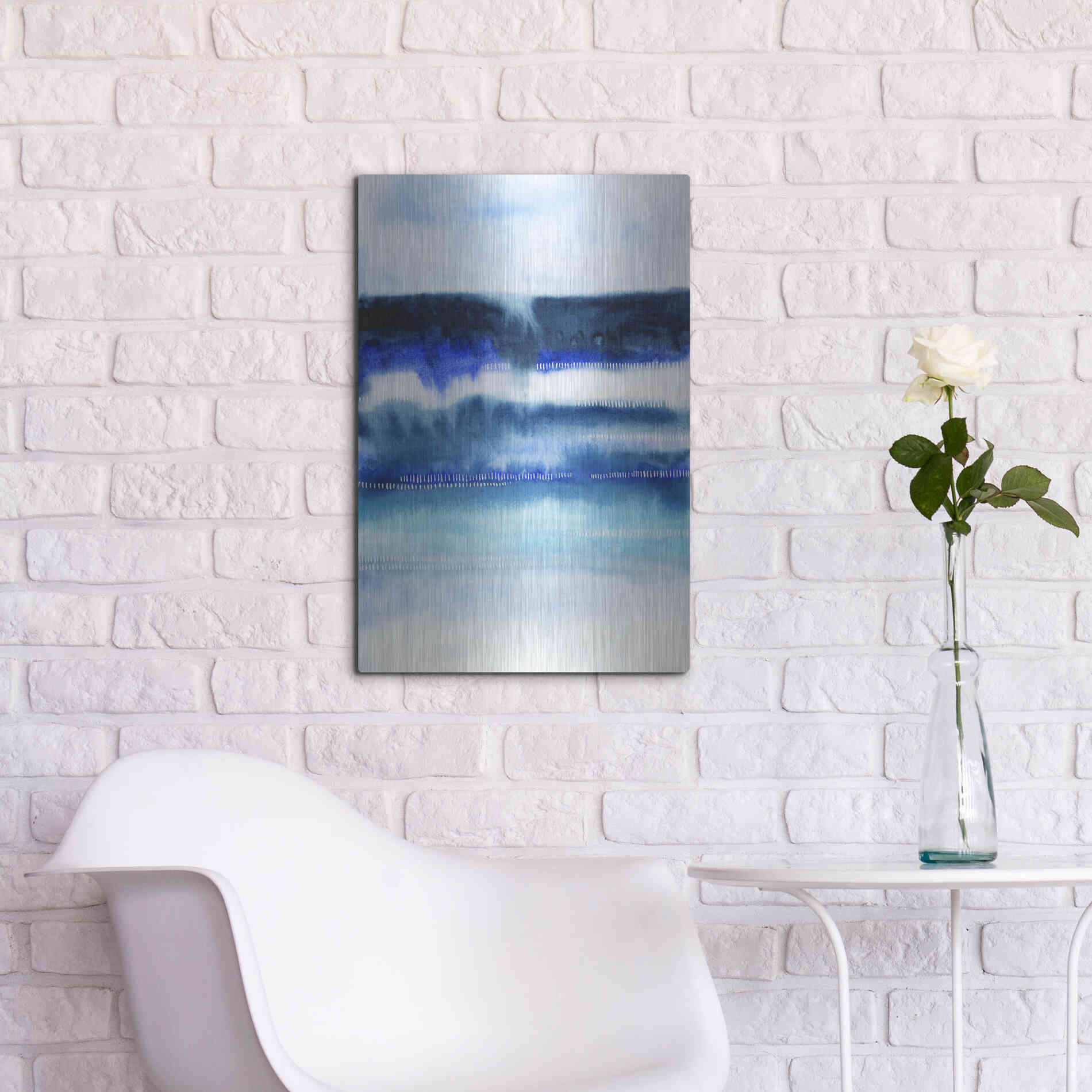 Luxe Metal Art 'Shorebreak Abstract I' by Grace Popp, Metal Wall Art,16x24