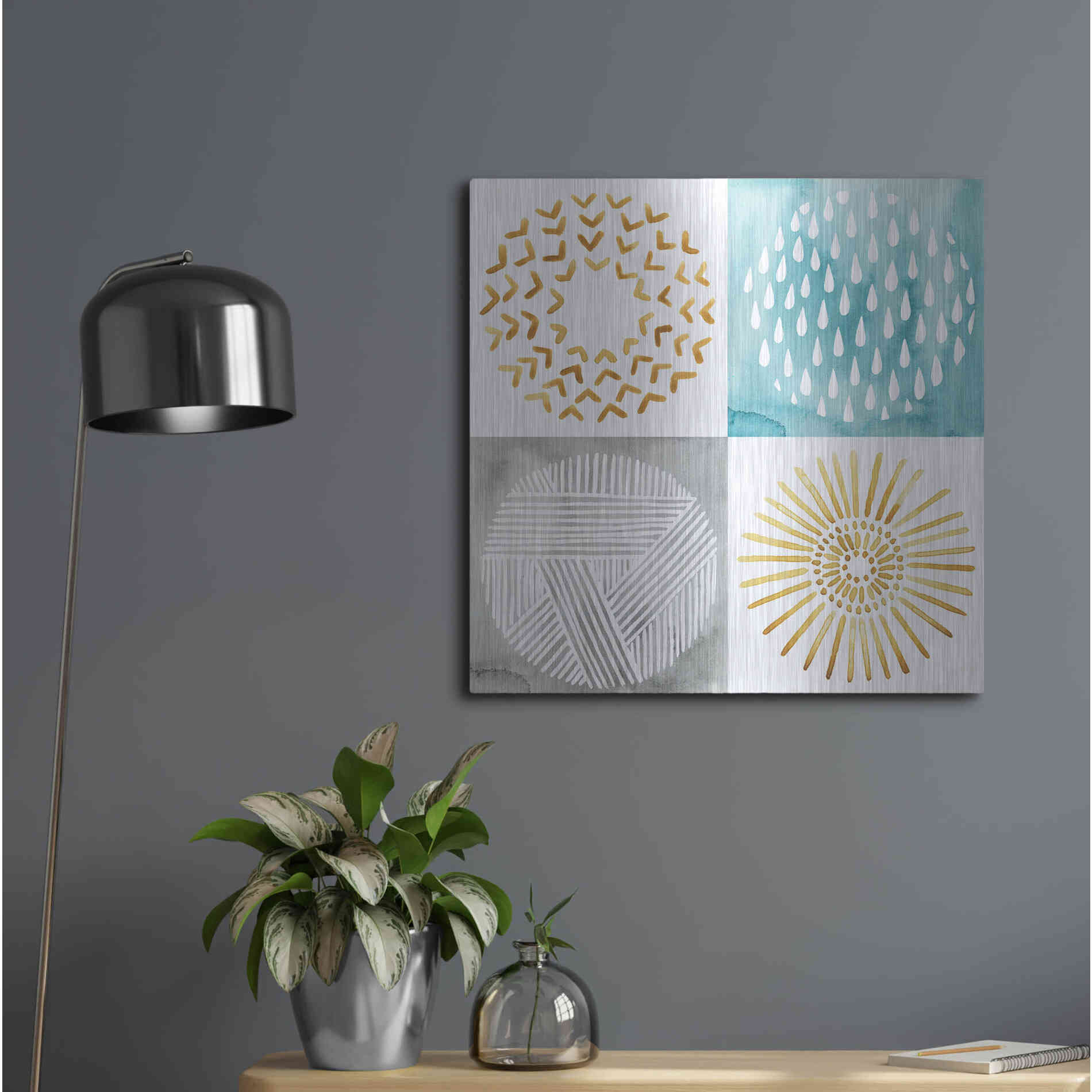 Luxe Metal Art 'Celestial Ring II' by Grace Popp, Metal Wall Art,24x24