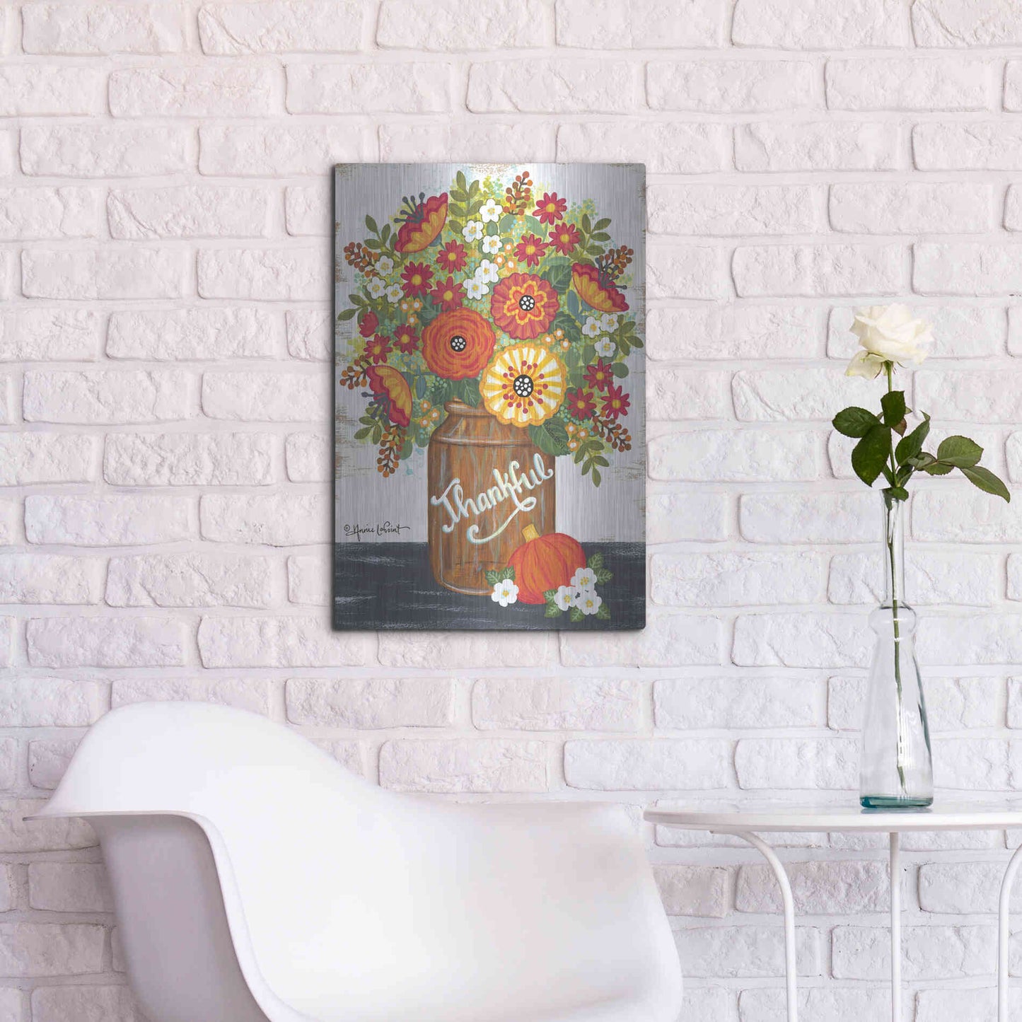 Luxe Metal Art 'Thankful Bouquet' by Annie LaPoint, Metal Wall Art,16x24