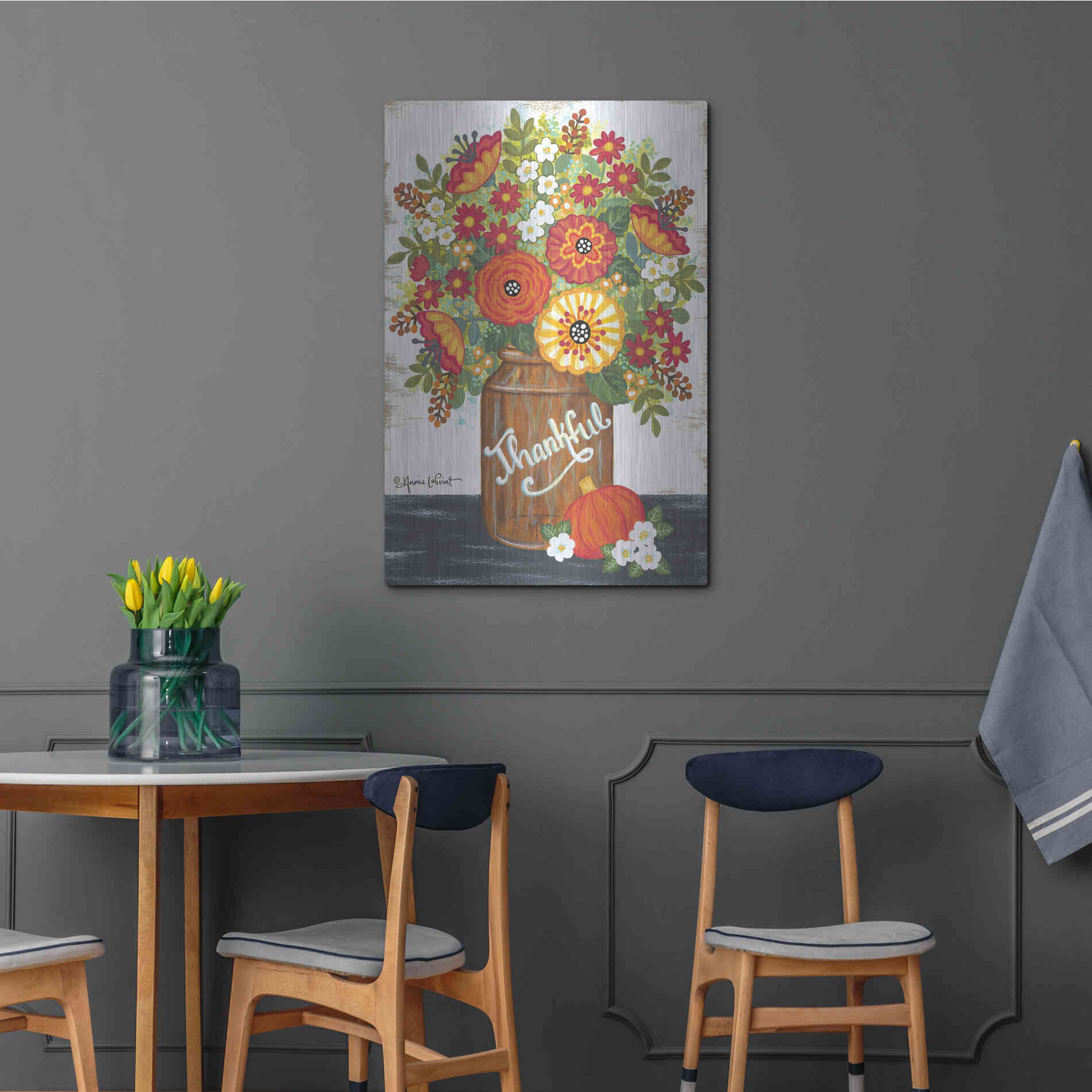 Luxe Metal Art 'Thankful Bouquet' by Annie LaPoint, Metal Wall Art,24x36