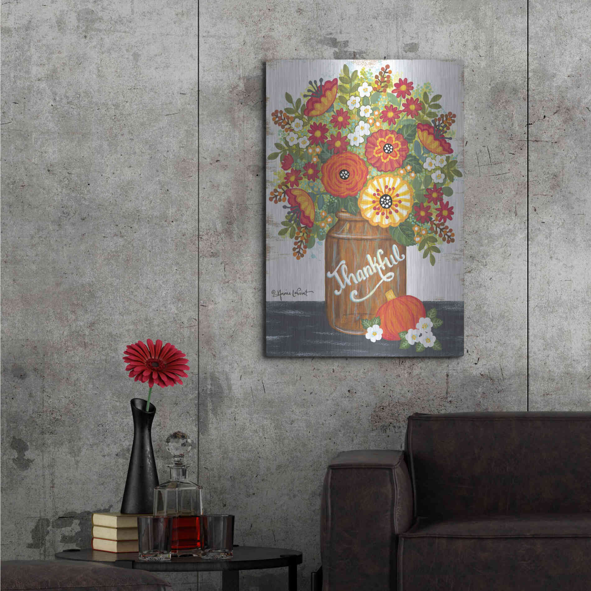 Luxe Metal Art 'Thankful Bouquet' by Annie LaPoint, Metal Wall Art,24x36