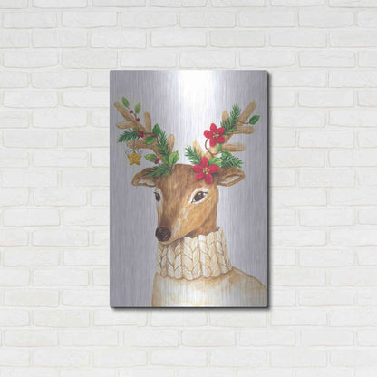 Luxe Metal Art 'Christmas Deer' by Diane Kater, Metal Wall Art,24x36