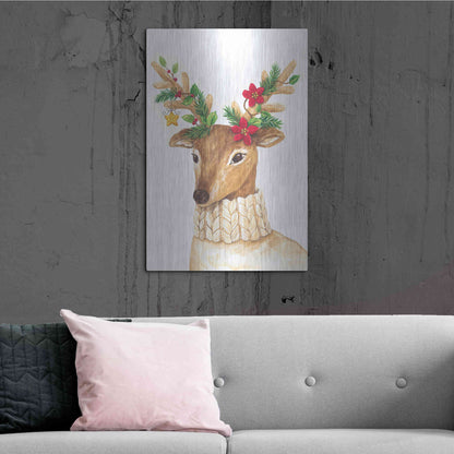 Luxe Metal Art 'Christmas Deer' by Diane Kater, Metal Wall Art,24x36