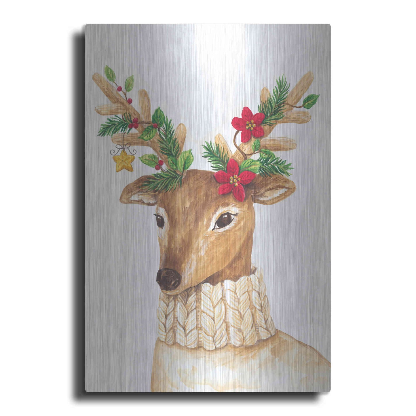 Luxe Metal Art 'Christmas Deer' by Diane Kater, Metal Wall Art