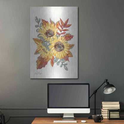 Luxe Metal Art 'Sunflower Fall Foliage' by Sara Baker, Metal Wall Art,24x36