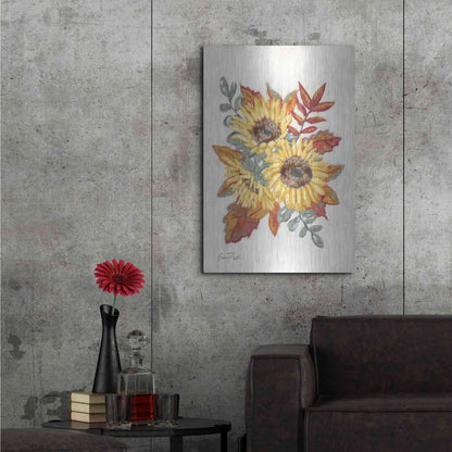 Luxe Metal Art 'Sunflower Fall Foliage' by Sara Baker, Metal Wall Art,24x36