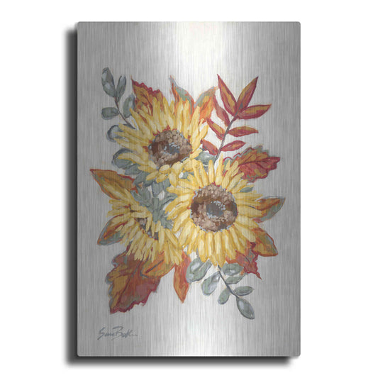 Luxe Metal Art 'Sunflower Fall Foliage' by Sara Baker, Metal Wall Art