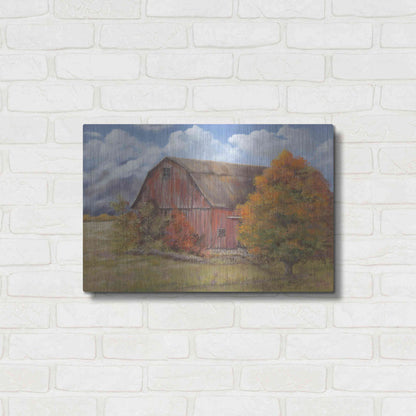 Luxe Metal Art 'Autumn Barn' by Pam Britton, Metal Wall Art,24x16