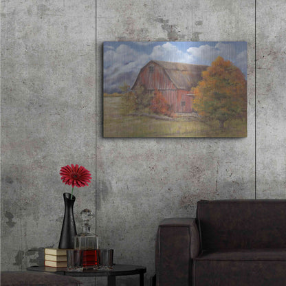 Luxe Metal Art 'Autumn Barn' by Pam Britton, Metal Wall Art,36x24