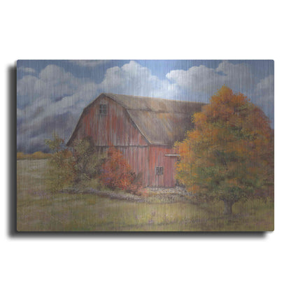 Luxe Metal Art 'Autumn Barn' by Pam Britton, Metal Wall Art