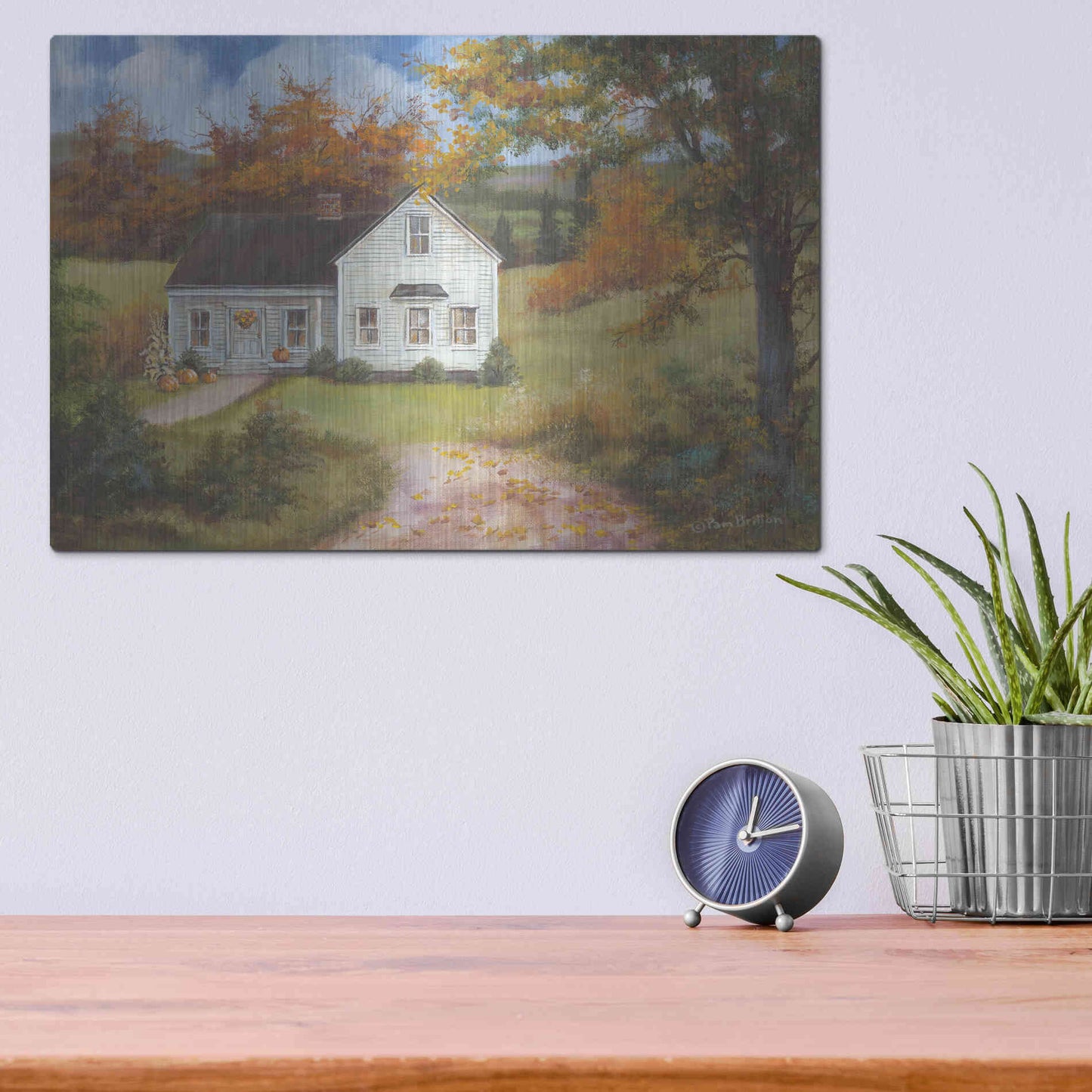 Luxe Metal Art 'Fall In The Country' by Pam Britton, Metal Wall Art,16x12