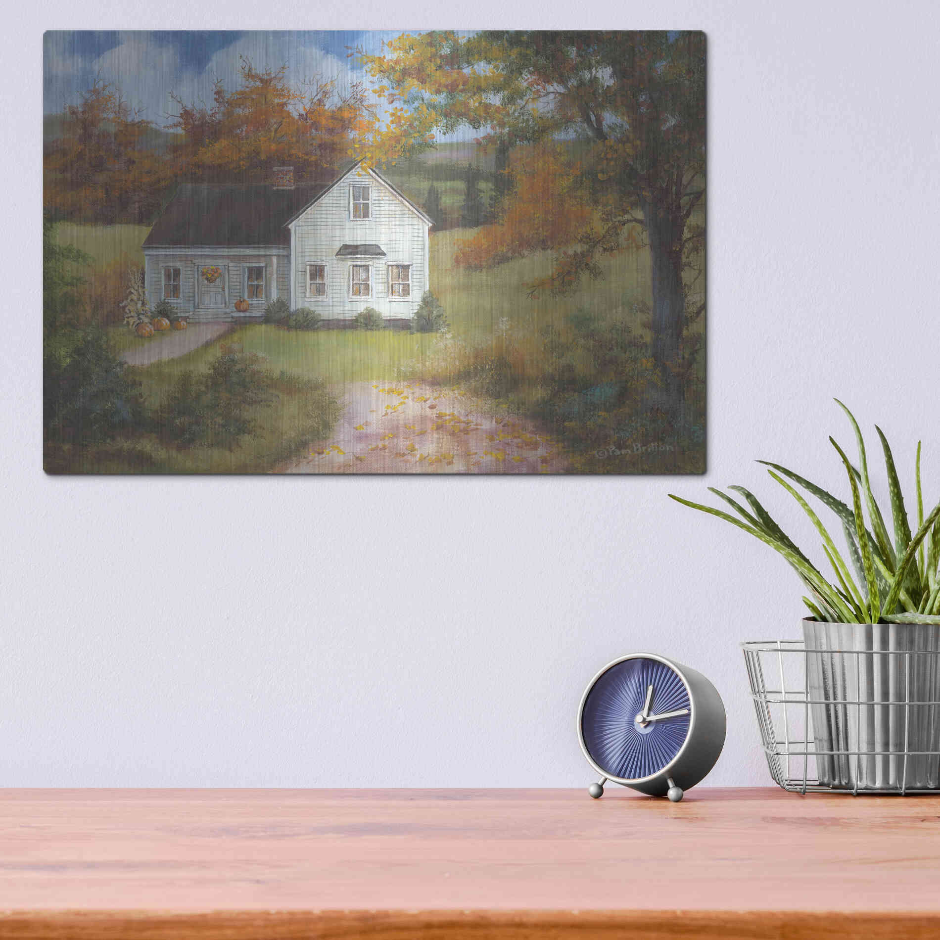 Luxe Metal Art 'Fall In The Country' by Pam Britton, Metal Wall Art,16x12