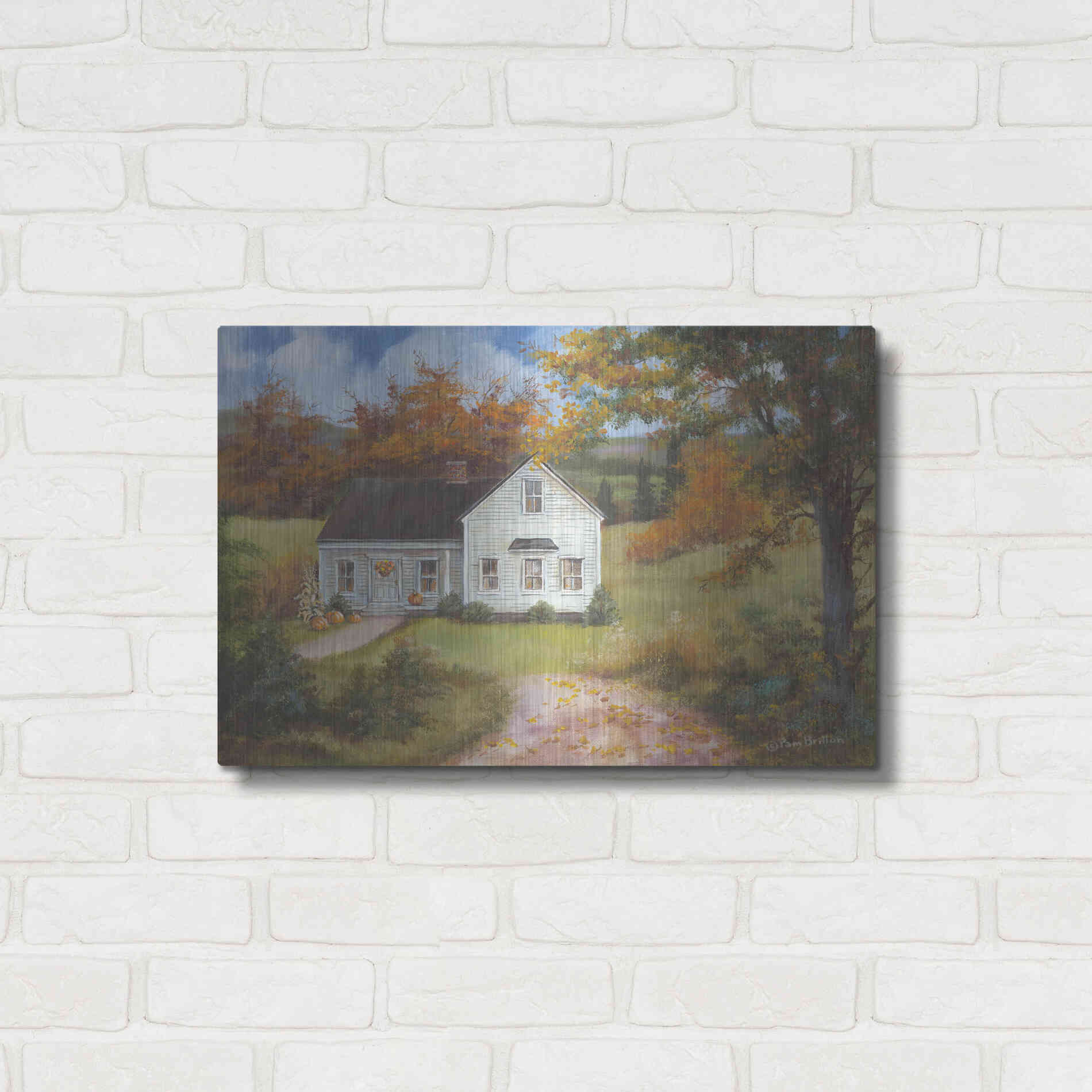 Luxe Metal Art 'Fall In The Country' by Pam Britton, Metal Wall Art,24x16