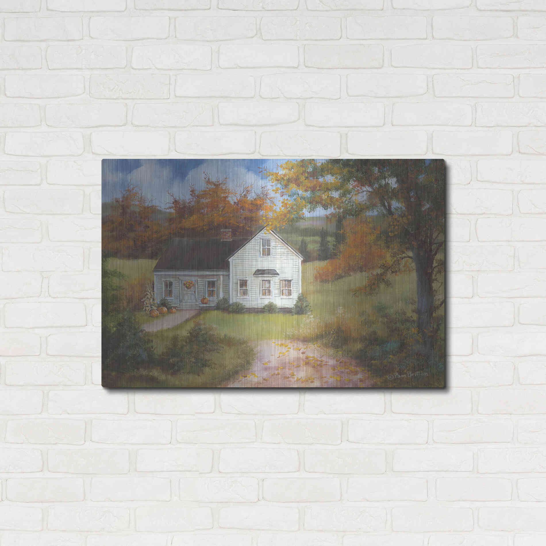 Luxe Metal Art 'Fall In The Country' by Pam Britton, Metal Wall Art,36x24