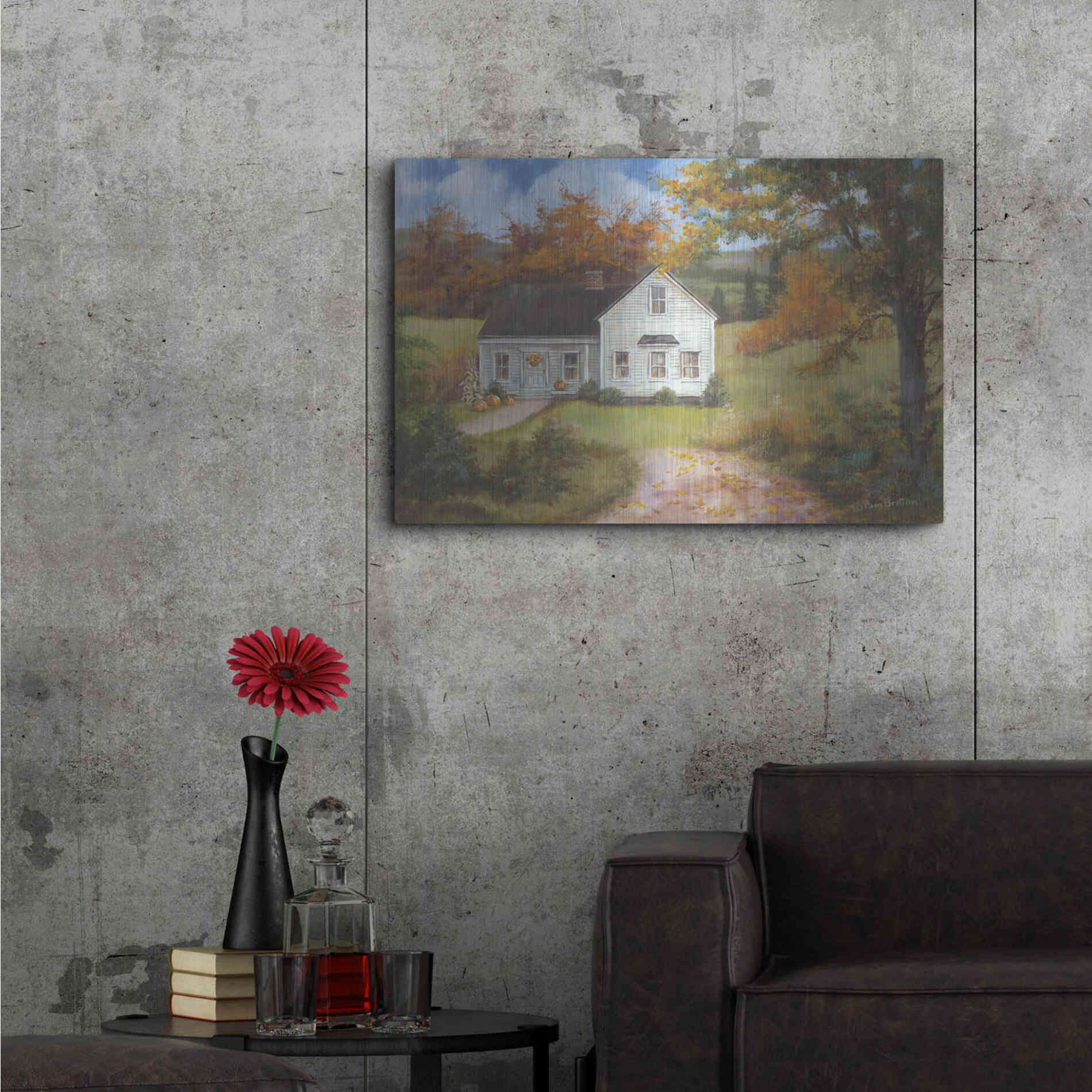 Luxe Metal Art 'Fall In The Country' by Pam Britton, Metal Wall Art,36x24