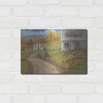 Luxe Metal Art 'Harvest Pumpkin Farm' by Pam Britton, Metal Wall Art,16x12