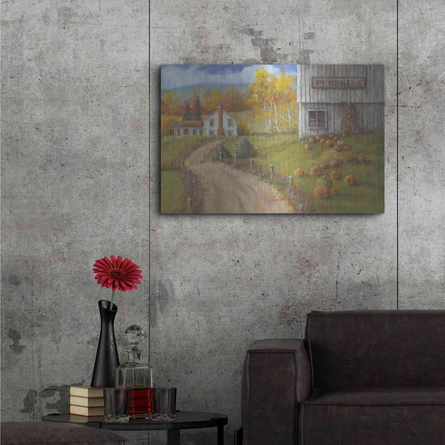 Luxe Metal Art 'Harvest Pumpkin Farm' by Pam Britton, Metal Wall Art,36x24