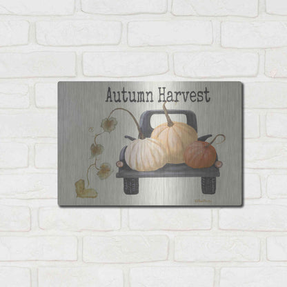 Luxe Metal Art 'Autumn Harvest Truck' by Pam Britton , Metal Wall Art,16x12