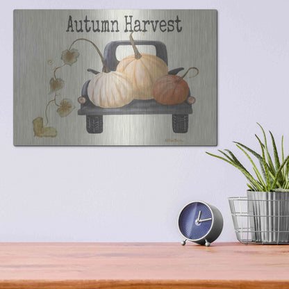 Luxe Metal Art 'Autumn Harvest Truck' by Pam Britton , Metal Wall Art,16x12