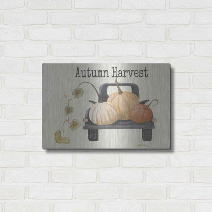 Luxe Metal Art 'Autumn Harvest Truck' by Pam Britton , Metal Wall Art,24x16
