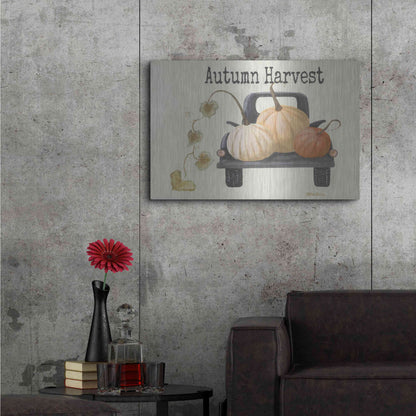 Luxe Metal Art 'Autumn Harvest Truck' by Pam Britton , Metal Wall Art,36x24