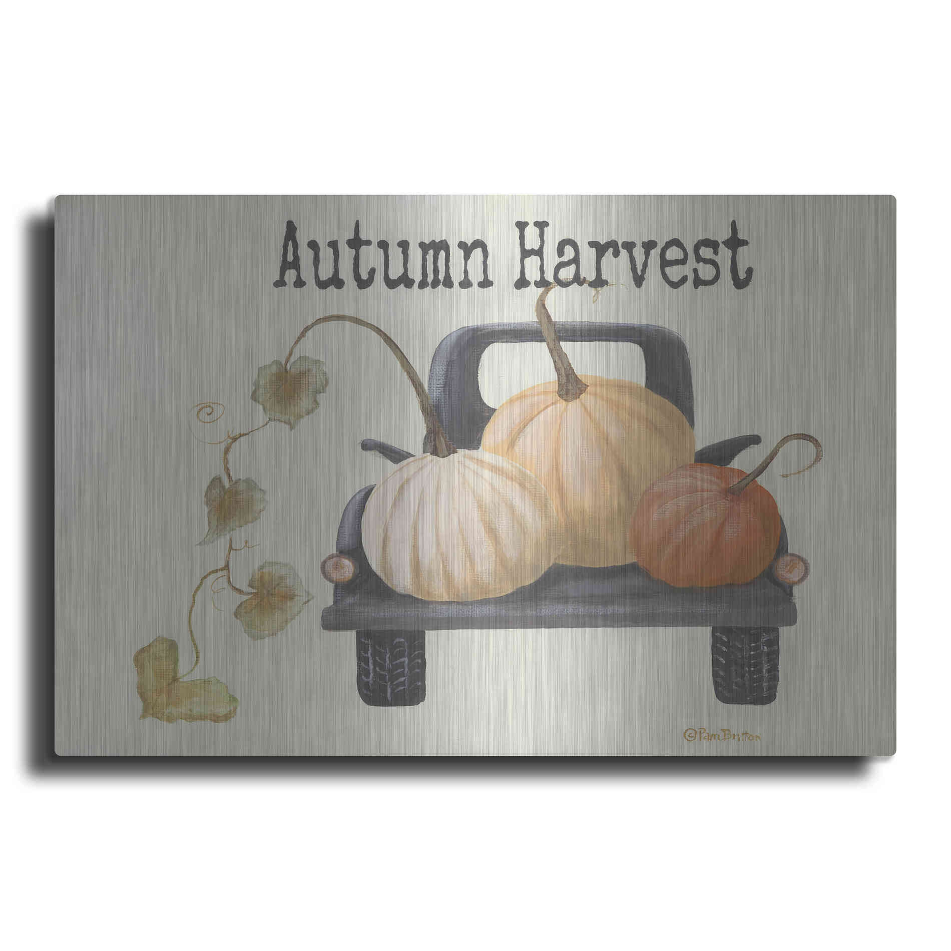 Luxe Metal Art 'Autumn Harvest Truck' by Pam Britton , Metal Wall Art