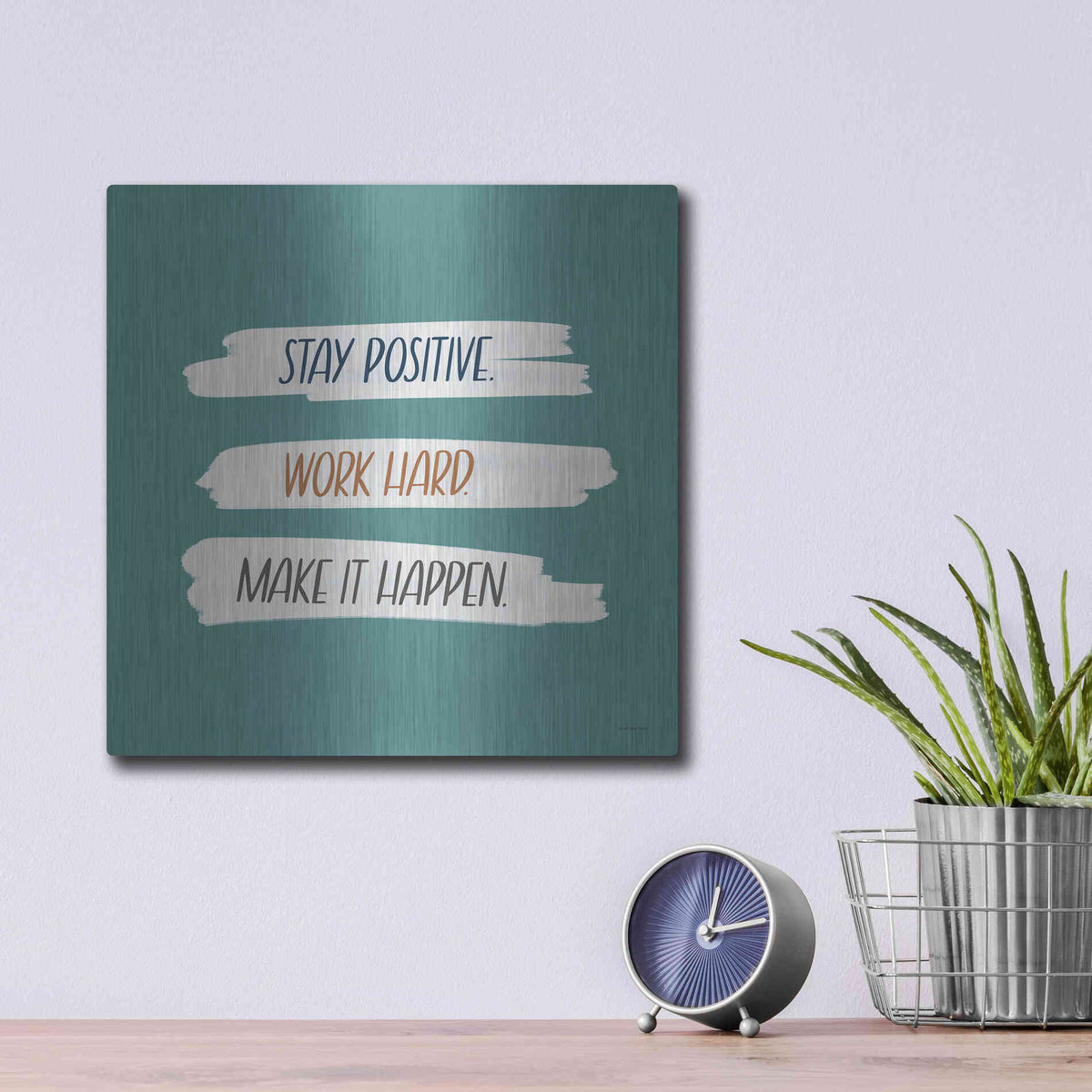 Luxe Metal Art 'Make It Happen' by Lady Louise Designs, Metal Wall Art,12x12