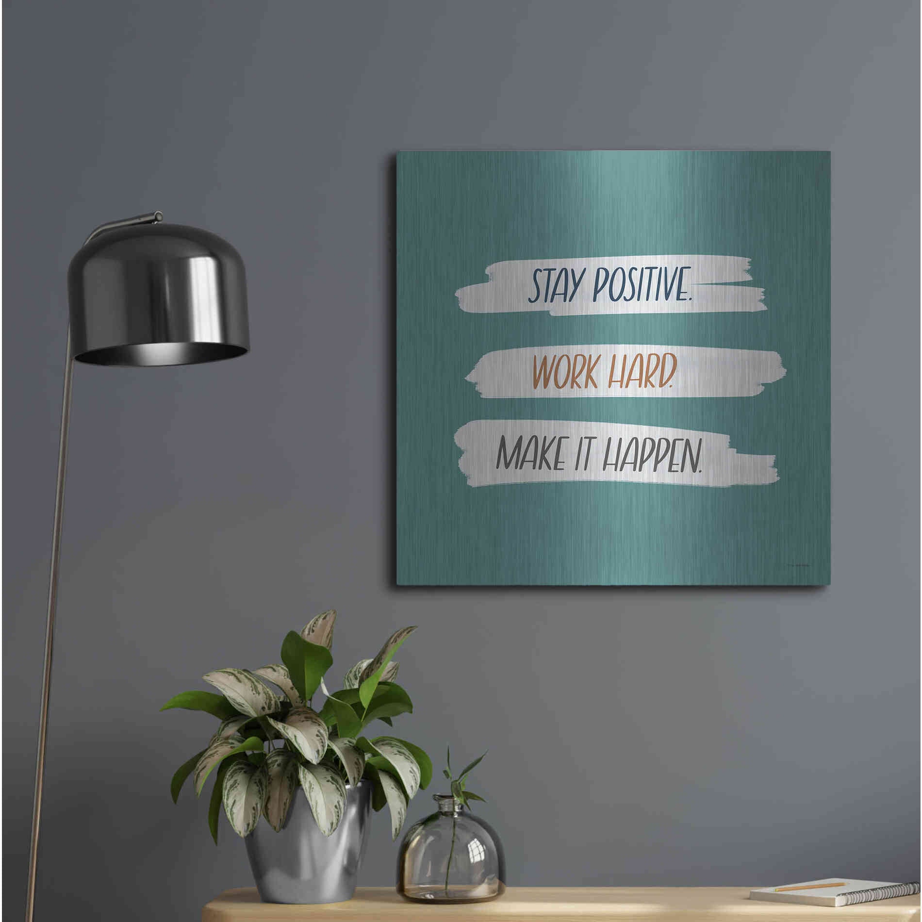 Luxe Metal Art 'Make It Happen' by Lady Louise Designs, Metal Wall Art,24x24