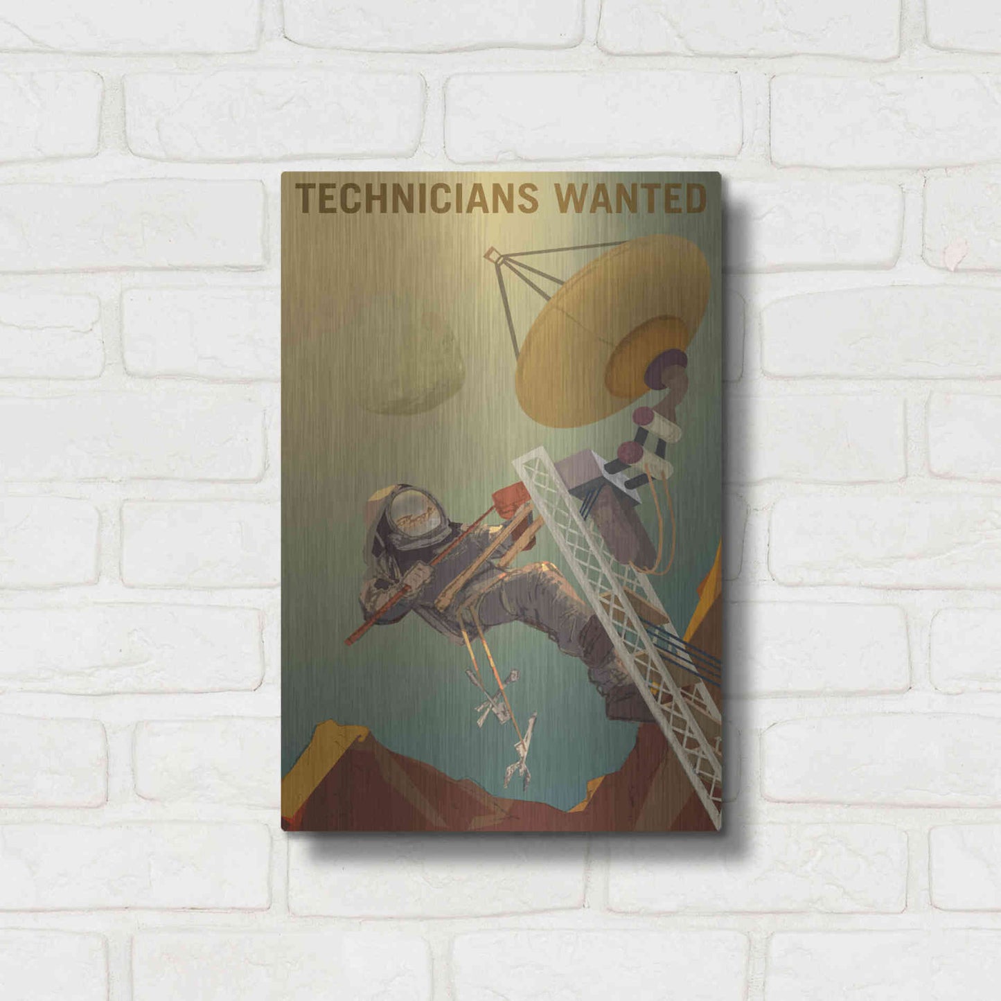 Luxe Metal Art 'Mars Explorer Series: Technicians Wanted' Metal Wall Art,12x16
