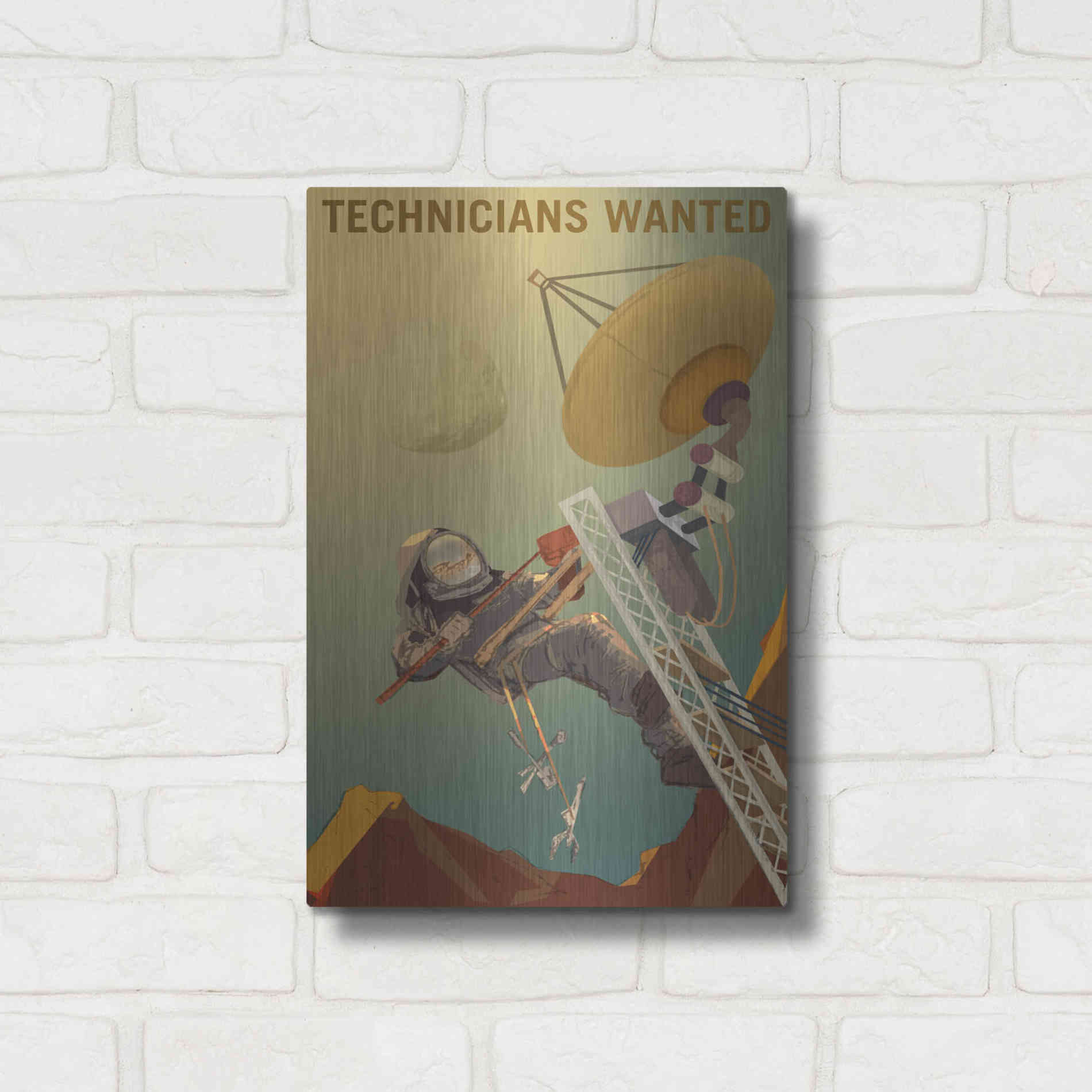 Luxe Metal Art 'Mars Explorer Series: Technicians Wanted' Metal Wall Art,12x16