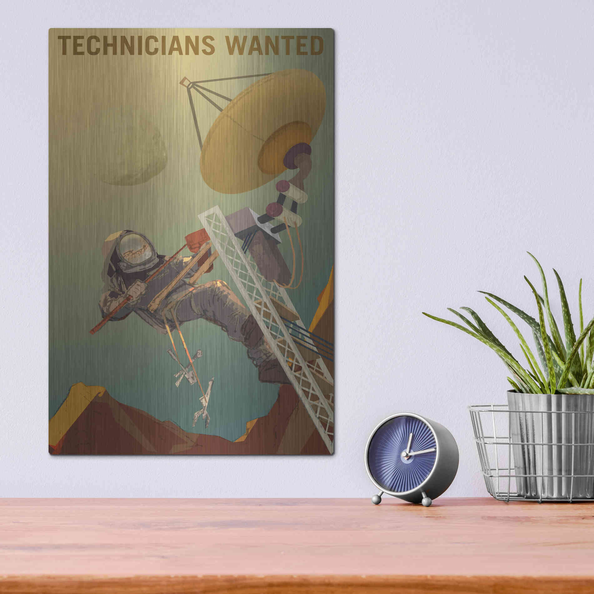 Luxe Metal Art 'Mars Explorer Series: Technicians Wanted' Metal Wall Art,12x16