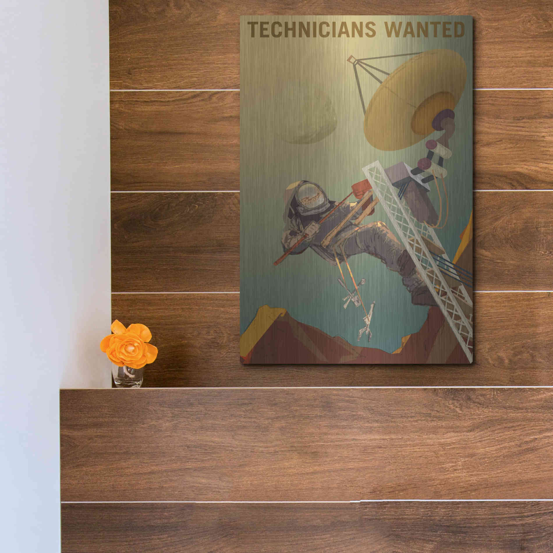 Luxe Metal Art 'Mars Explorer Series: Technicians Wanted' Metal Wall Art,12x16