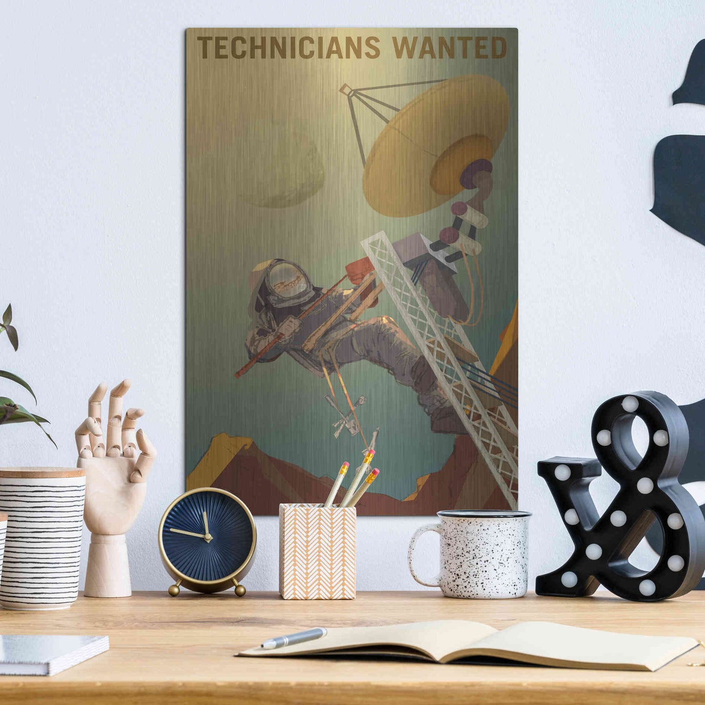 Luxe Metal Art 'Mars Explorer Series: Technicians Wanted' Metal Wall Art,12x16