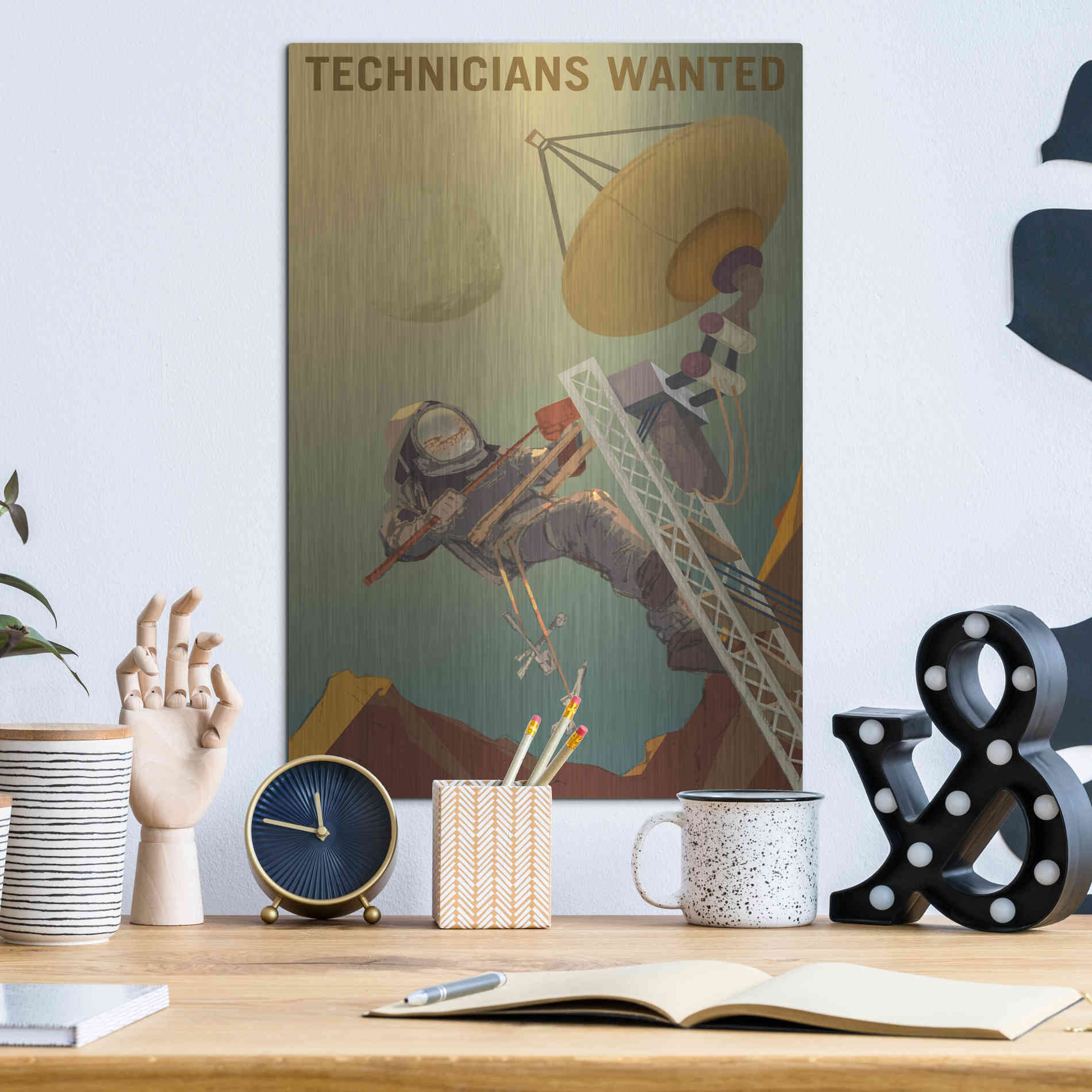 Luxe Metal Art 'Mars Explorer Series: Technicians Wanted' Metal Wall Art,12x16