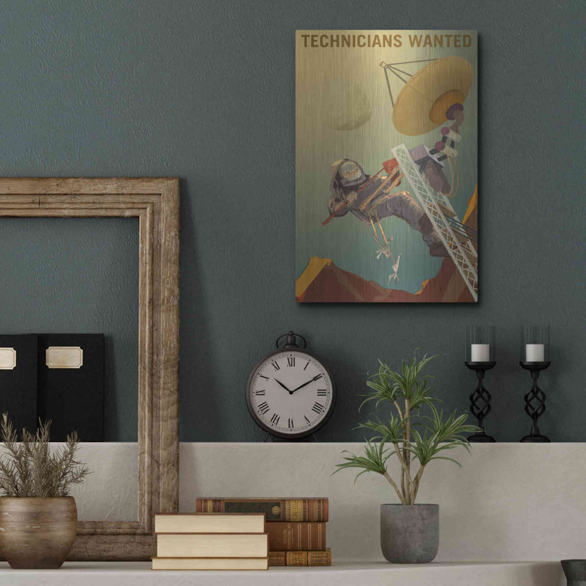 Luxe Metal Art 'Mars Explorer Series: Technicians Wanted' Metal Wall Art,12x16