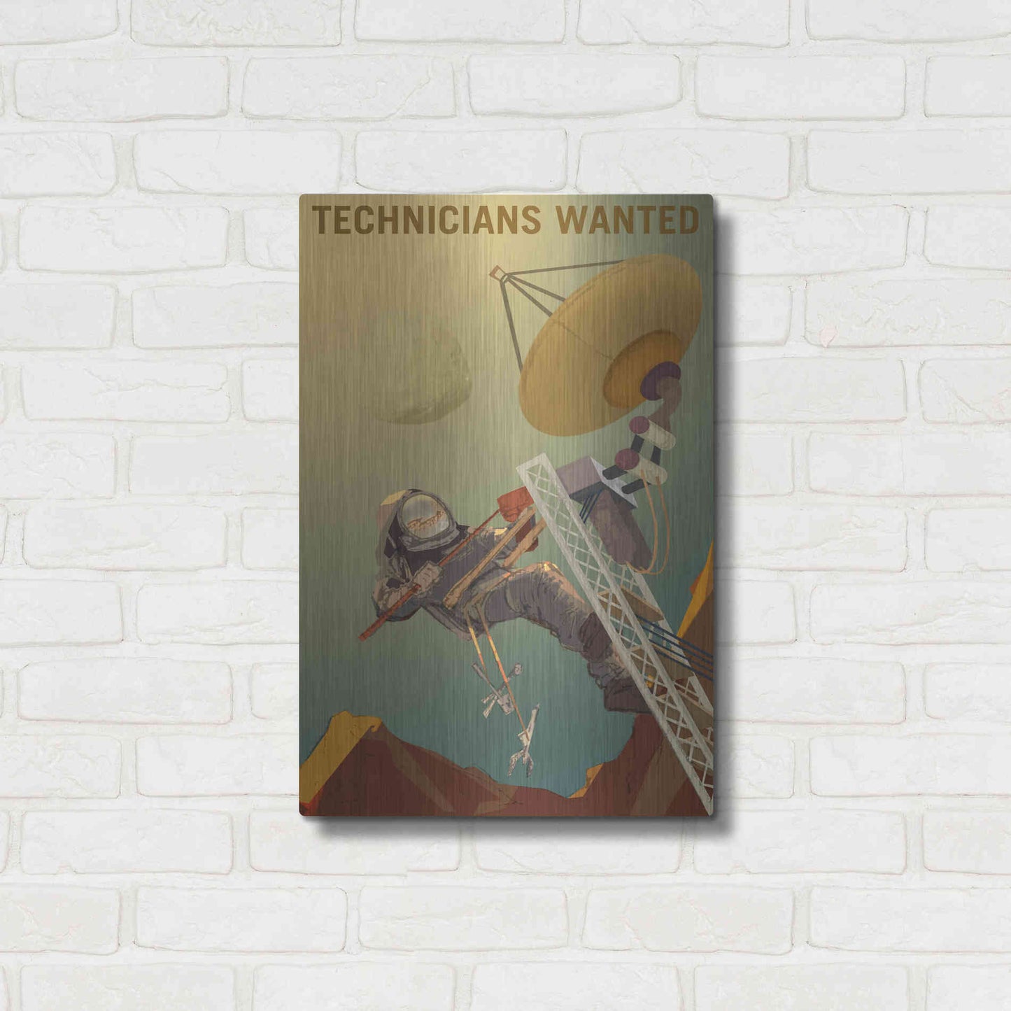 Luxe Metal Art 'Mars Explorer Series: Technicians Wanted' Metal Wall Art,16x24