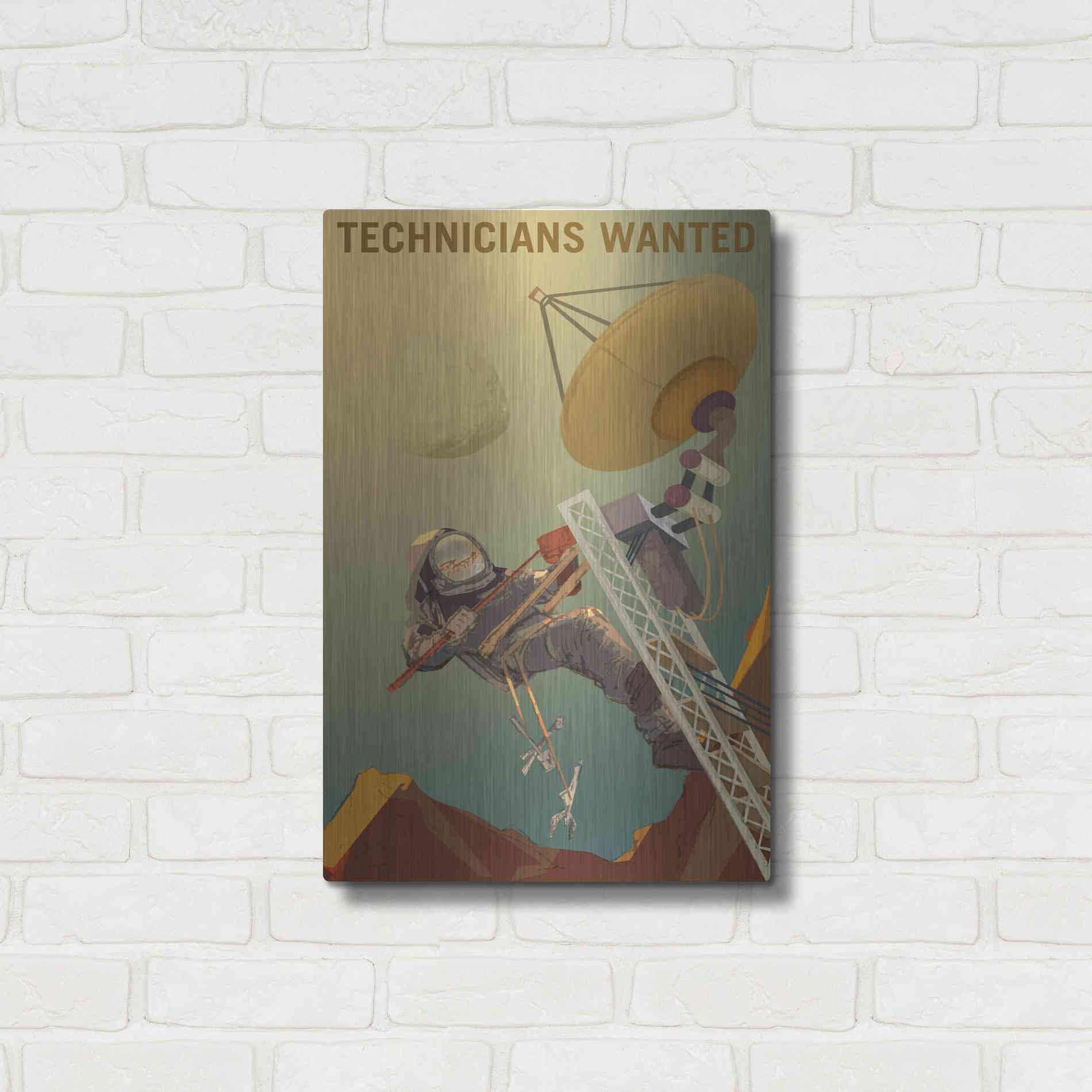 Luxe Metal Art 'Mars Explorer Series: Technicians Wanted' Metal Wall Art,16x24