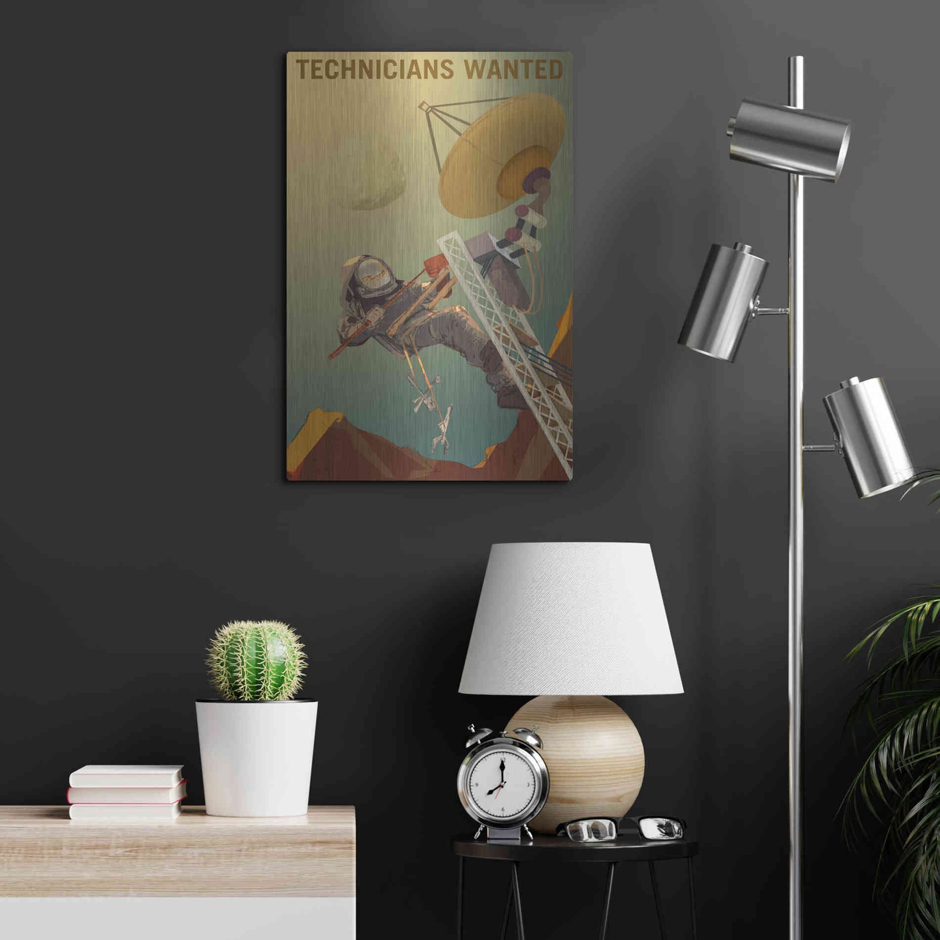 Luxe Metal Art 'Mars Explorer Series: Technicians Wanted' Metal Wall Art,16x24