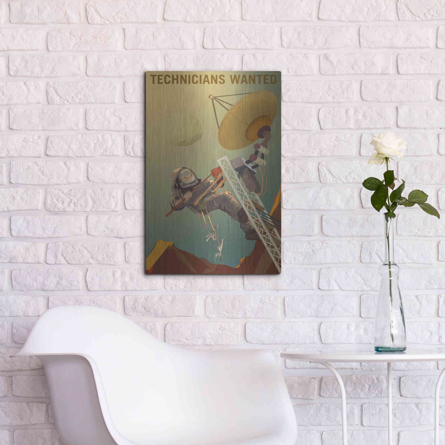 Luxe Metal Art 'Mars Explorer Series: Technicians Wanted' Metal Wall Art,16x24