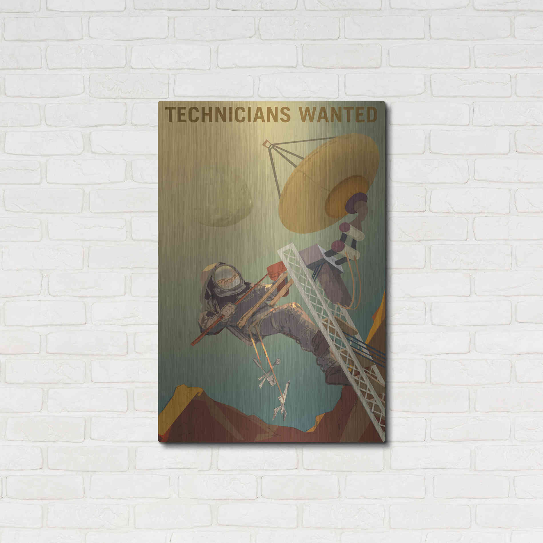 Luxe Metal Art 'Mars Explorer Series: Technicians Wanted' Metal Wall Art,24x36