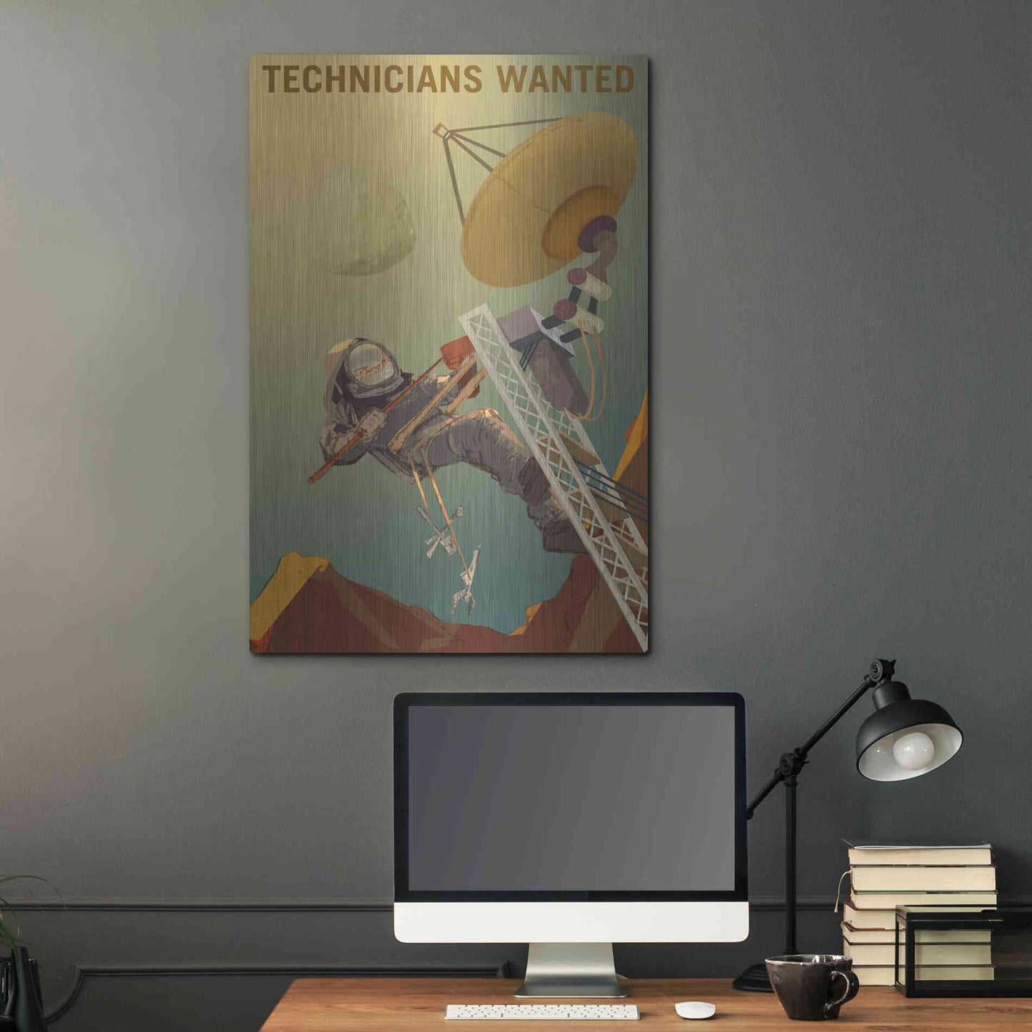 Luxe Metal Art 'Mars Explorer Series: Technicians Wanted' Metal Wall Art,24x36