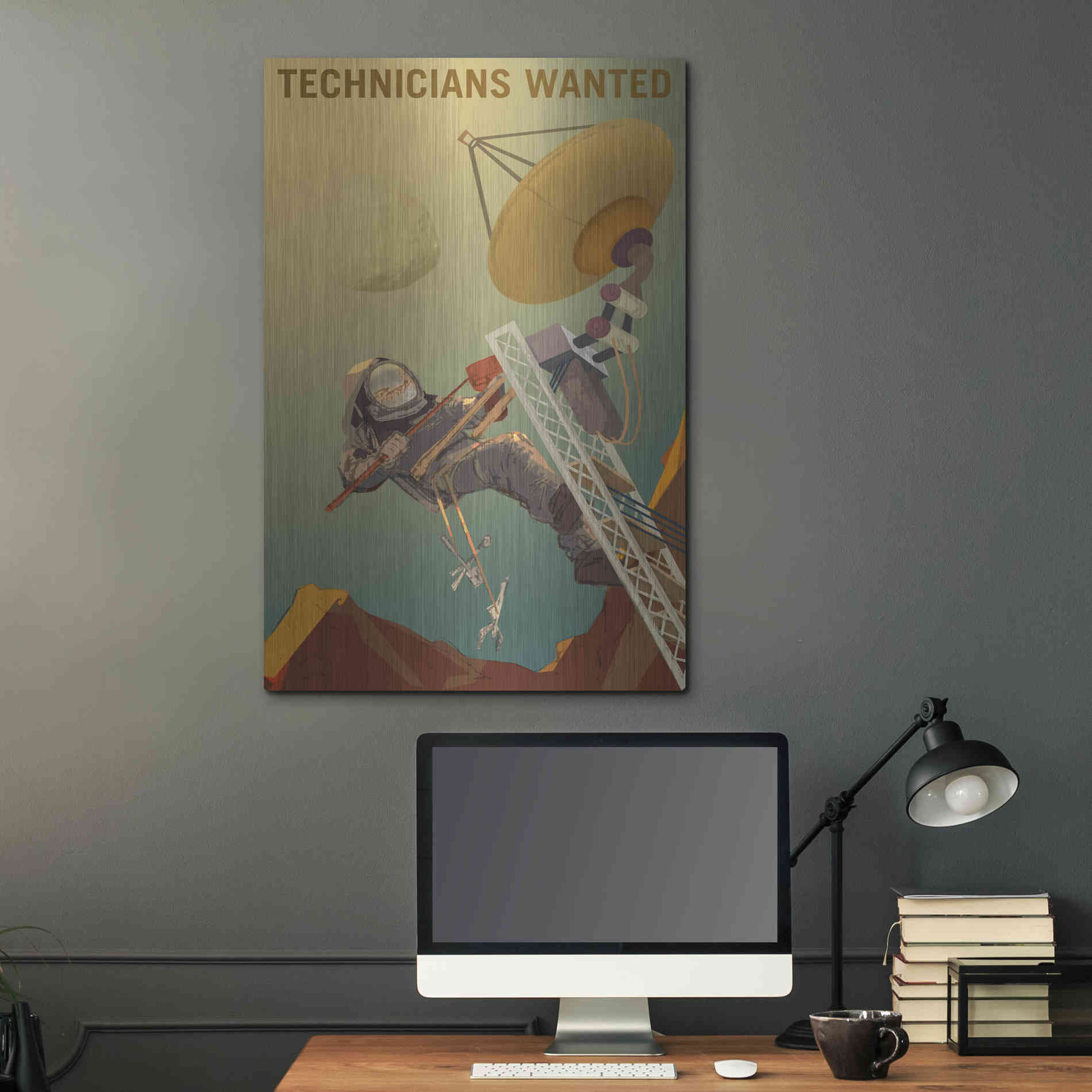Luxe Metal Art 'Mars Explorer Series: Technicians Wanted' Metal Wall Art,24x36
