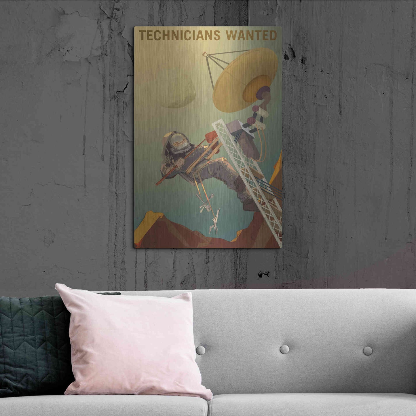 Luxe Metal Art 'Mars Explorer Series: Technicians Wanted' Metal Wall Art,24x36