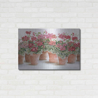 Luxe Metal Art 'Potted Geranium Mix I' by Cindy Jacobs, Metal Wall Art,36x24