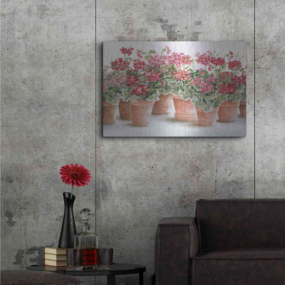 Luxe Metal Art 'Potted Geranium Mix I' by Cindy Jacobs, Metal Wall Art,36x24