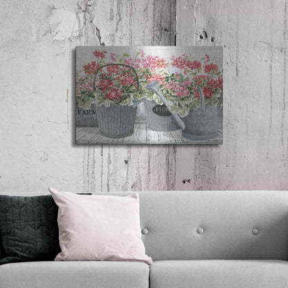 Luxe Metal Art 'Potted Geranium Mix II' by Cindy Jacobs, Metal Wall Art,36x24