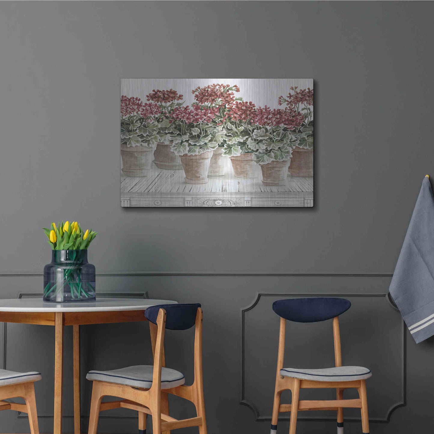 Luxe Metal Art 'Potted Geranium Mix III' by Cindy Jacobs, Metal Wall Art,36x24