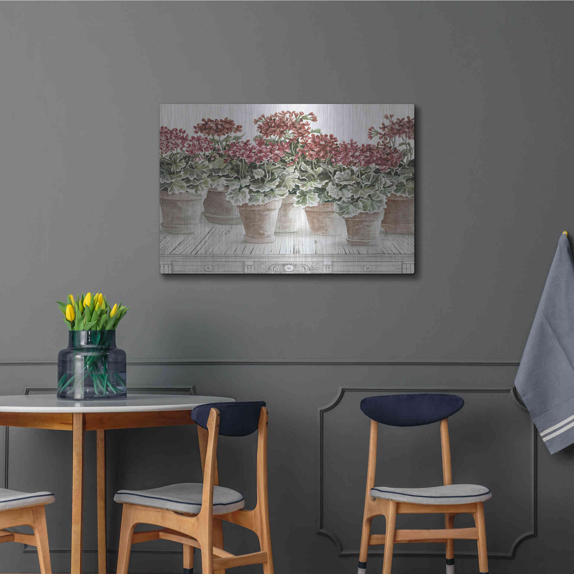 Luxe Metal Art 'Potted Geranium Mix III' by Cindy Jacobs, Metal Wall Art,36x24