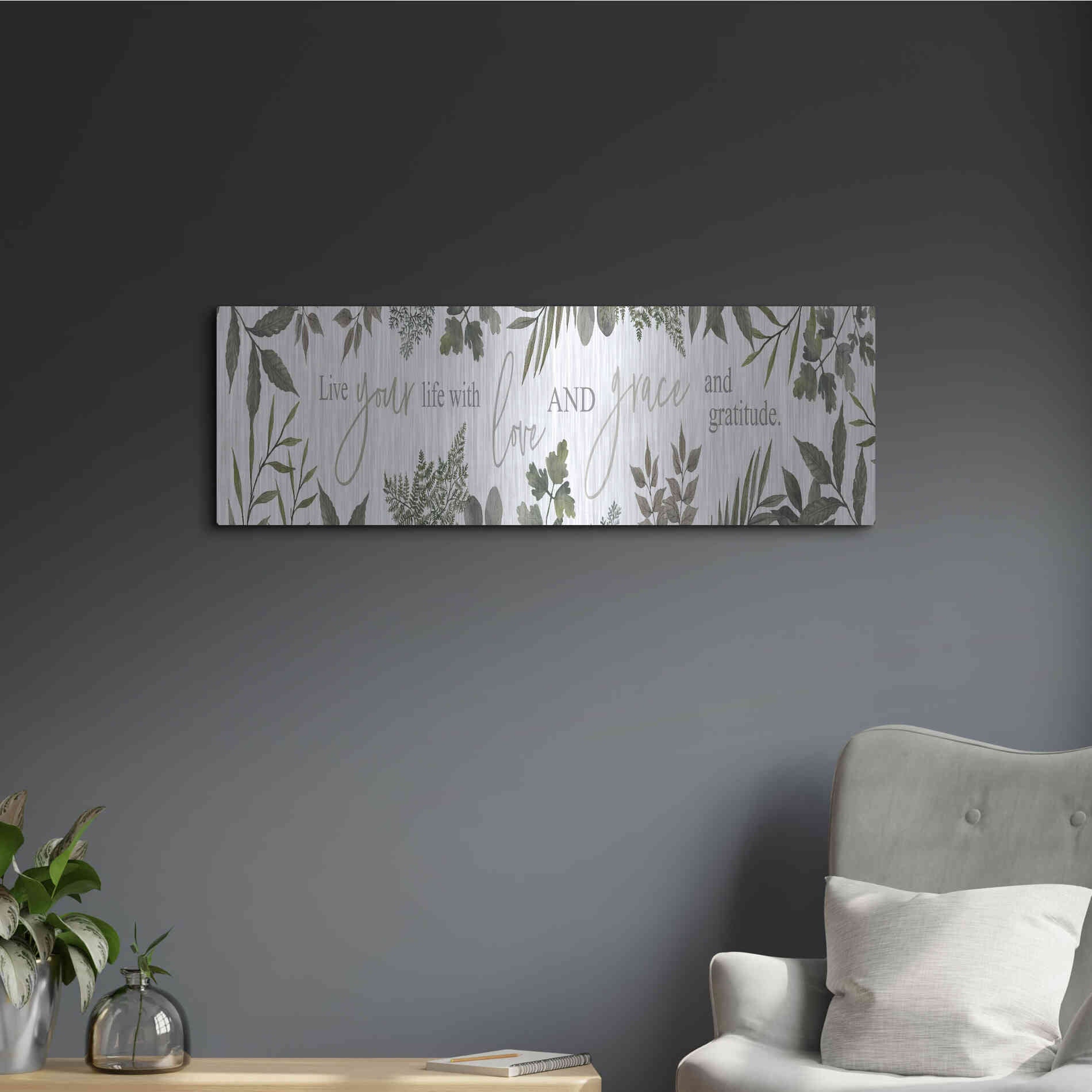 Luxe Metal Art 'Live Your Life I' by Cindy Jacobs, Metal Wall Art,36x12